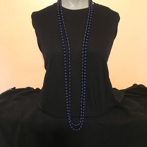 Long navy med & lrg beaded necklace